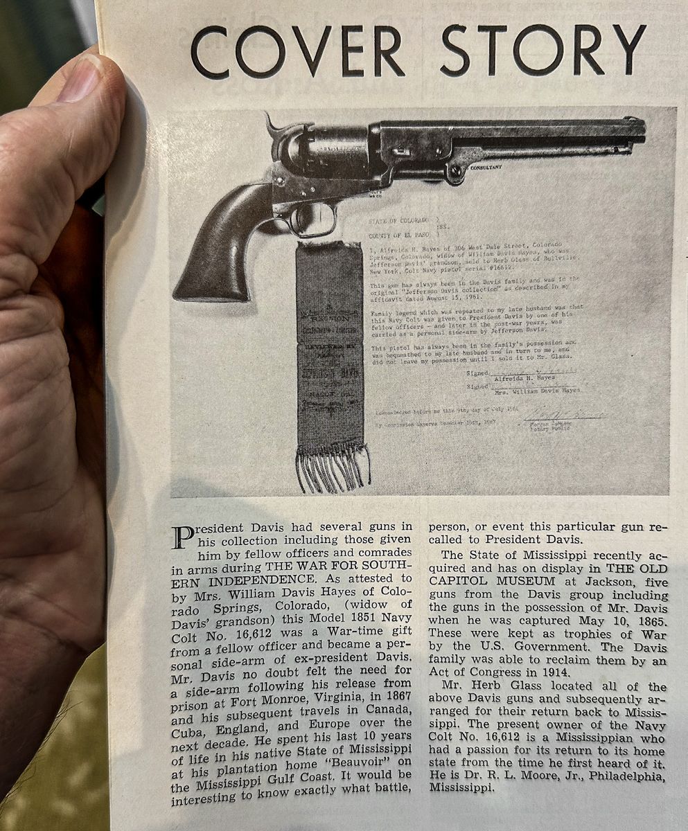 Jefferson Davis’ Firearms — lead photograph from the original article
