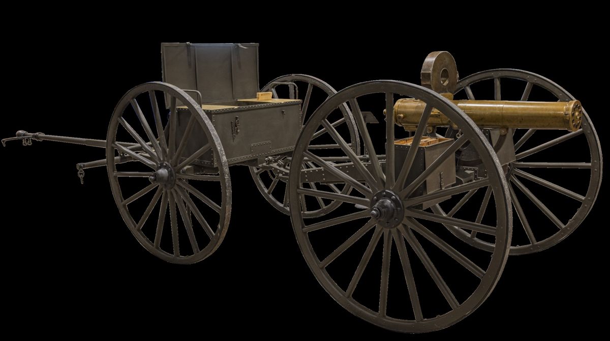 The Model 1883 Gatling Gun — lead photograph from the original article